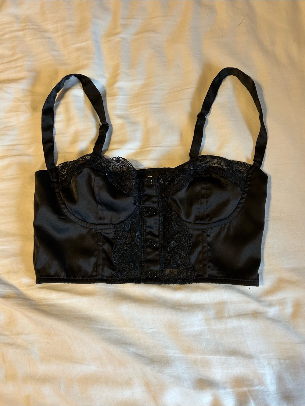 Black Satin Lace Bralette